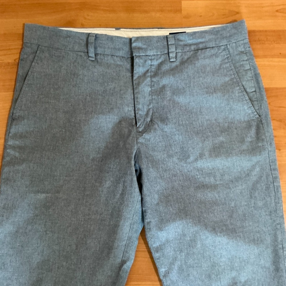 J.Crew Bedford Pants Mens 34 Blue Chambray Cotton Chino Flat Front Style - Picture 2 of 11